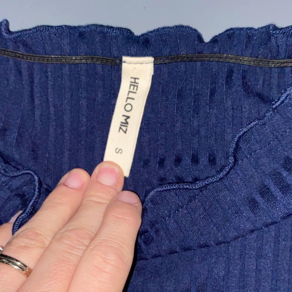 Hello MIZ Navy Ruffled Top - Picture 2 of 2